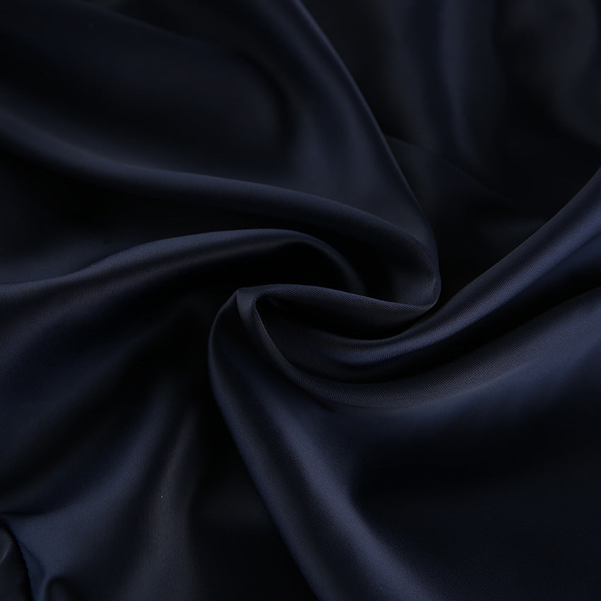 Soft navy blue fabric ideal for crafting an Elegant Bell Sleeve Dress with a luxurious feel
