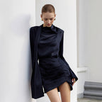 AM Vision RO Elegant Bell Sleeve Dress in Navy with Stylish Design for Formal Occasions