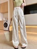 Stylish Floral Glow Pants in Cream with Relaxed Fit and Adjustable Waist for Trendy Outfits