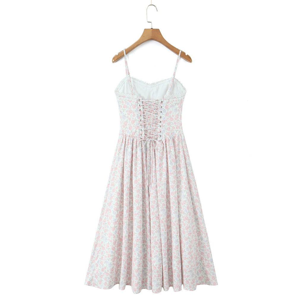 AM Vision RO French Floral Lace Slip Dress with delicate floral patterns and adjustable straps