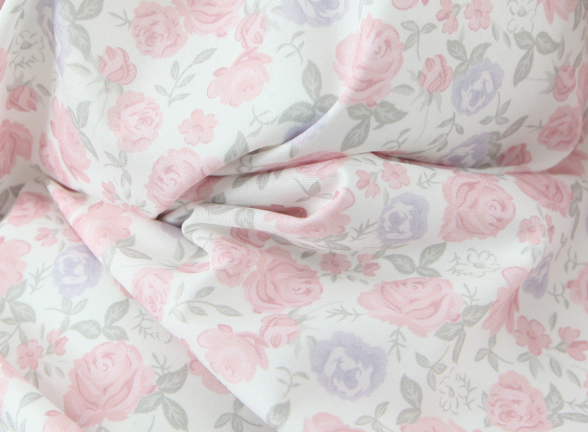 Soft pink and lavender floral fabric for creating a French Floral Lace Slip Dress