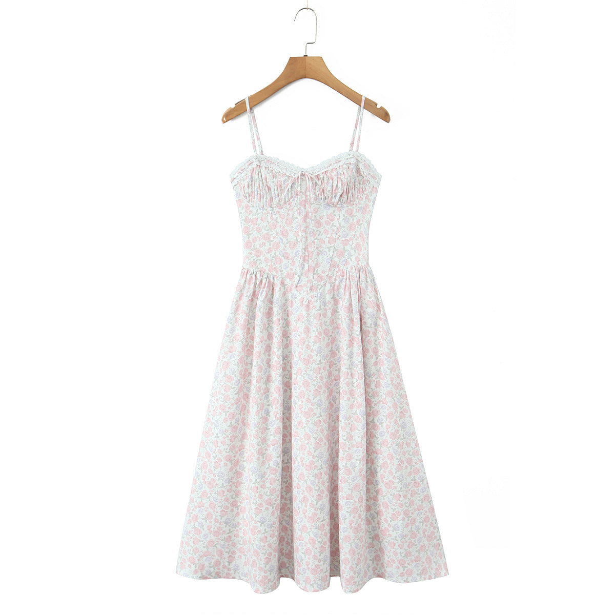 AM Vision RO French Floral Lace Slip Dress in soft pastel colors with adjustable straps