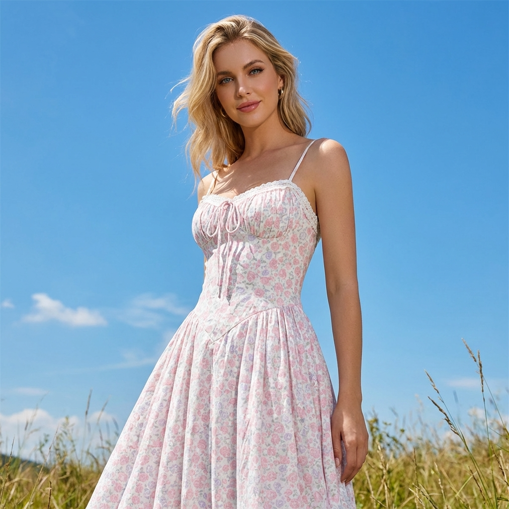 Full view of the French Floral Lace Slip Dress with delicate lace trim