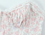 Close-up of French Floral Lace Slip Dress featuring delicate floral patterns and lace accents