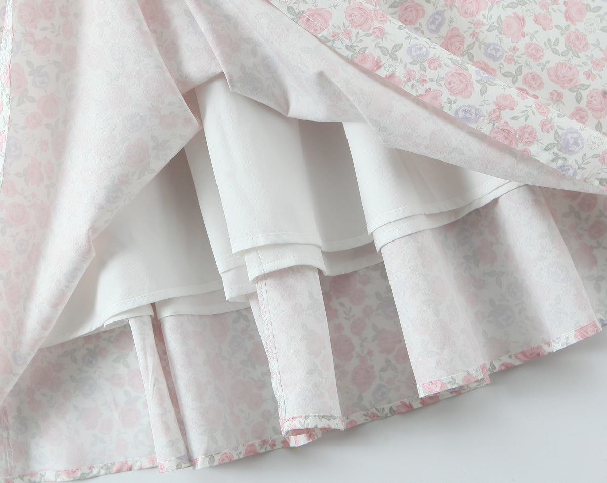 French Floral Lace Slip Dress in soft pastel colors featuring a beautiful floral design and layered fabric