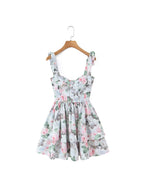 AM Vision RO French Floral Tea Dress with Sleeveless Design and Ruffled Skirt for a Romantic Look
