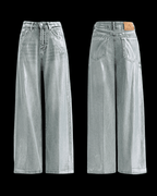 AM Vision RO Glossy Effect Pants in silver, featuring a wide-leg design and a stylish finish