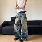 AM Vision RO Graffiti Distressed Wide Leg Jeans featuring a unique design and comfortable fit