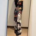 AM Vision RO Graffiti Heat Straight Denim Pants with Unique Graphic Designs for Trendy Style