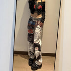 AM Vision RO Graffiti Heat Straight Denim Pants with Unique Graphic Designs for Trendy Style