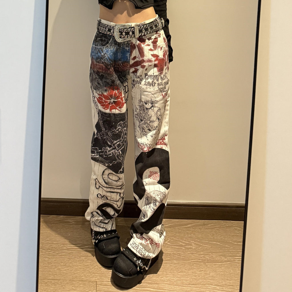 AM Vision RO Graffiti Heat Straight Denim Pants with Unique Graphic Design and Comfortable Fit