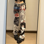AM Vision RO Graffiti Heat Straight Denim Pants with Unique Graphic Design and Comfortable Fit