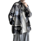 Stylish AM Vision RO Graphic Print Shirt with geometric patterns and a relaxed fit for casual wear