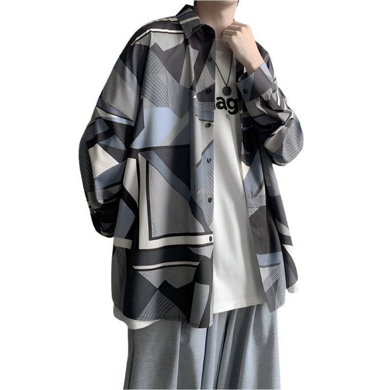 Stylish AM Vision RO Graphic Print Shirt with geometric patterns and a relaxed fit for casual wear