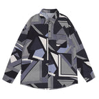 AM Vision RO Graphic Print Shirt with a modern geometric design in black and gray shades