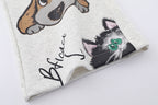 Gray Puppy Print Sweatpants featuring adorable dog and cat designs in soft fabric