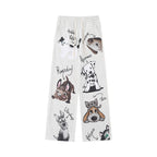 Gray Puppy Print Sweatpants featuring multiple cartoon dog designs for comfy everyday wear
