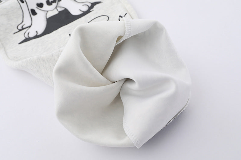 Close-up of soft fabric featuring Gray Puppy Print Sweatpants for comfortable casual wear