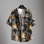 Stylish Hawaiian Shirts with Exotic Print Featuring Black Floral Design and Relaxed Fit