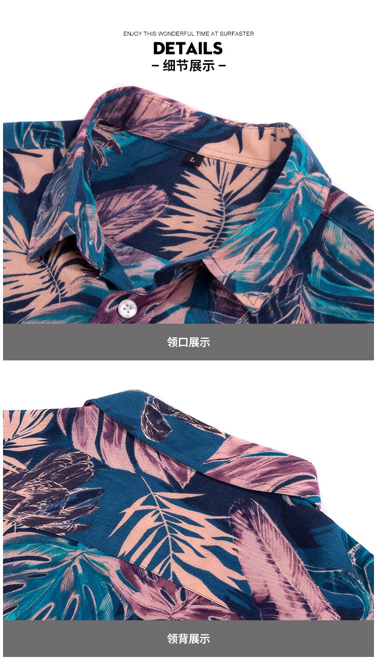Close-up of AM Vision RO Hawaiian Shirts with Exotic Print showcasing vibrant colors and floral design