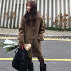 High-End Loose Fit Wool Winter Coat in Brown for Stylish Cold Weather Outfits