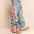 AM Vision RO Highstreet Patchwork Denim Jeans with Unique Colorful Patches for a Trendy Look