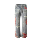 AM Vision RO Highstreet Patchwork Denim Jeans with Distressed Details and Unique Design