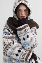 AM Vision RO Hooded Winter Jacquard Jacket in cozy floral pattern ideal for cold weather
