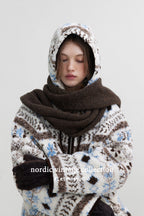 Cozy Hooded Winter Jacquard Jacket in a textured design, perfect for cold weather style