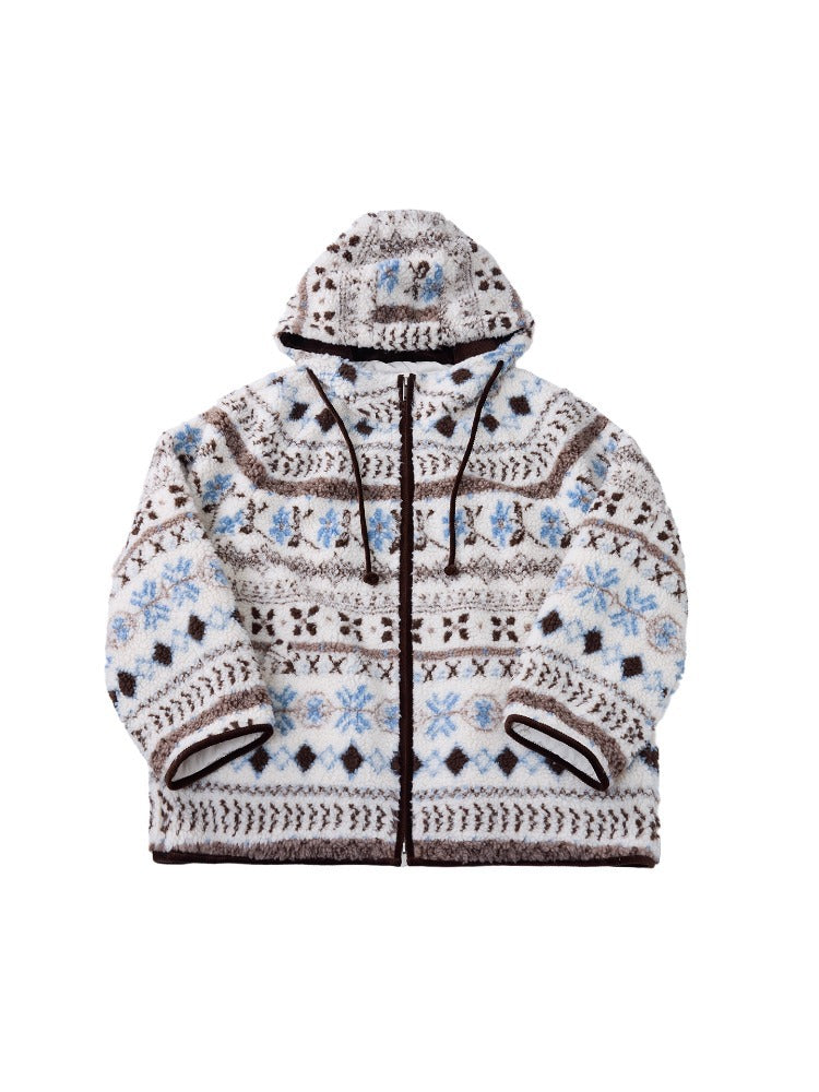 AM Vision RO Hooded Winter Jacquard Jacket with stylish pattern and cozy design for warmth