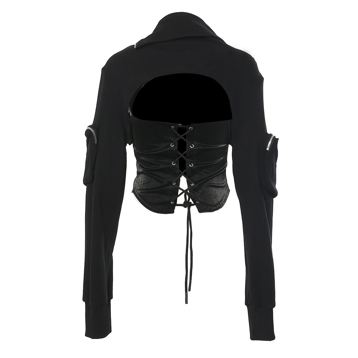 Stylish black Hoodie with Zippers and Corset With Zipper Design offering a unique and trendy fashion statement