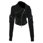 Black AM Vision RO Hoodie with Zippers and Corset With Zipper Design for a trendy look