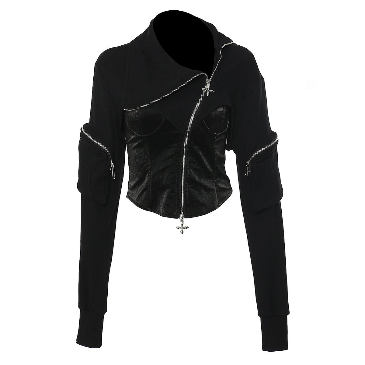 Black AM Vision RO Hoodie with Zippers and Corset With Zipper Design for a trendy look