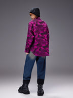 Ice Leopard Street Cardigan in Purple Camo with a Relaxed Fit for Casual Style