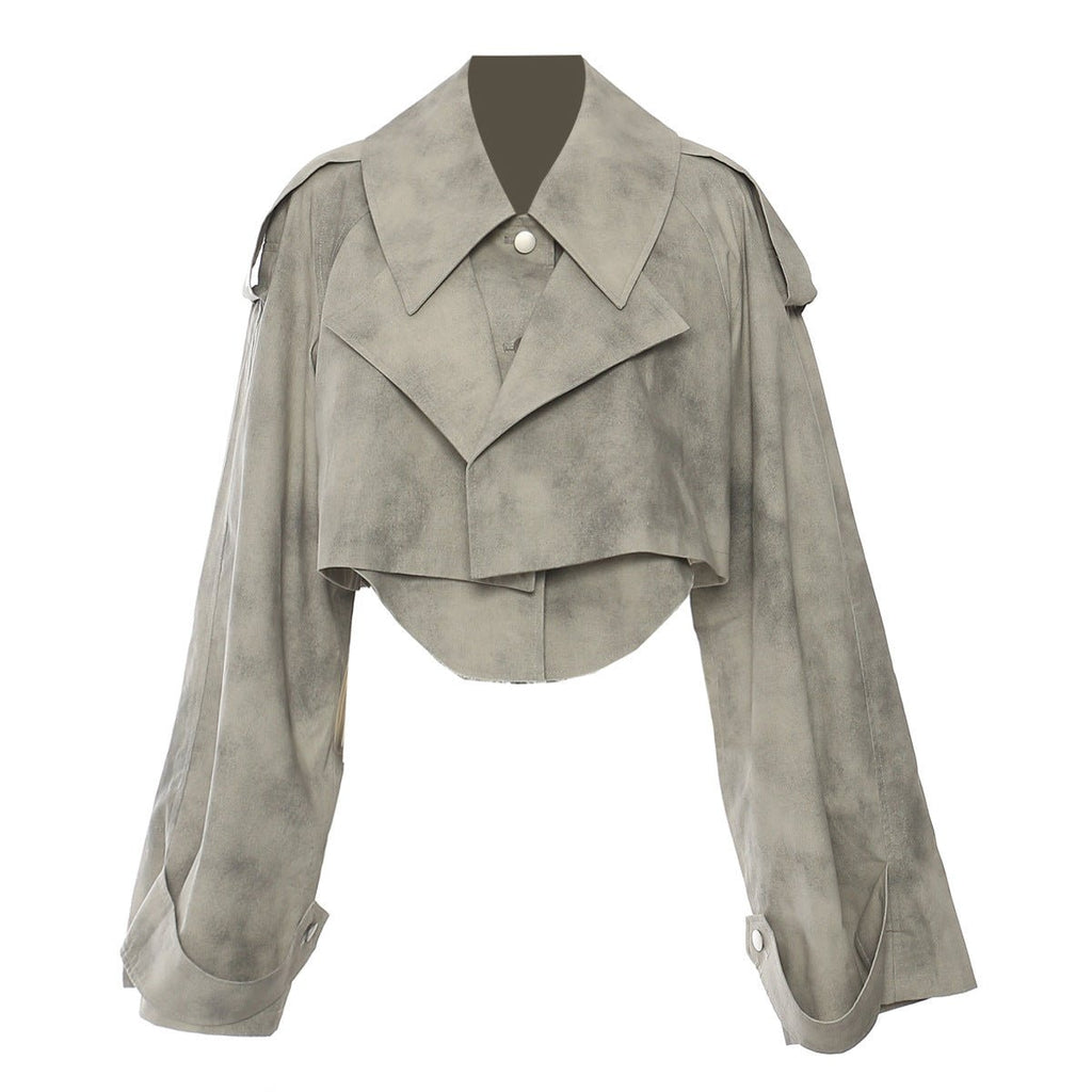 Stylish gray cropped jacket from AM Vision RO for a trendy Jacket and Skirt Set outfit