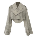 Stylish gray cropped jacket from AM Vision RO for a trendy Jacket and Skirt Set outfit