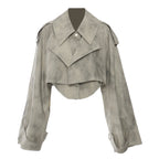 AM Vision RO Cropped Jacket from Jacket and Skirt Set in stylish grey with unique collar design