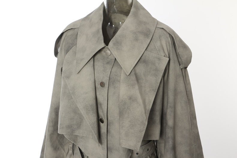 Stylish AM Vision RO Jacket and Skirt Set in a unique gray fabric with a modern design