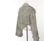 Stylish AM Vision RO Jacket and Skirt Set in Gray with a Modern Cropped Design