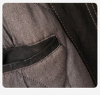 Inside view of Kael Distressed Goatskin Leather Jacket featuring sleek pocket design