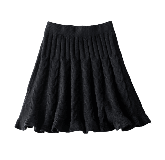 Black Knitted Skirt with a Pleated Design for Stylish and Cozy Outfits