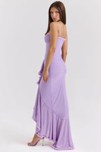 Lace Charm Orchid Dress in Lavender with Fitted Bodice and Flowing Skirt for Elegant Occasions