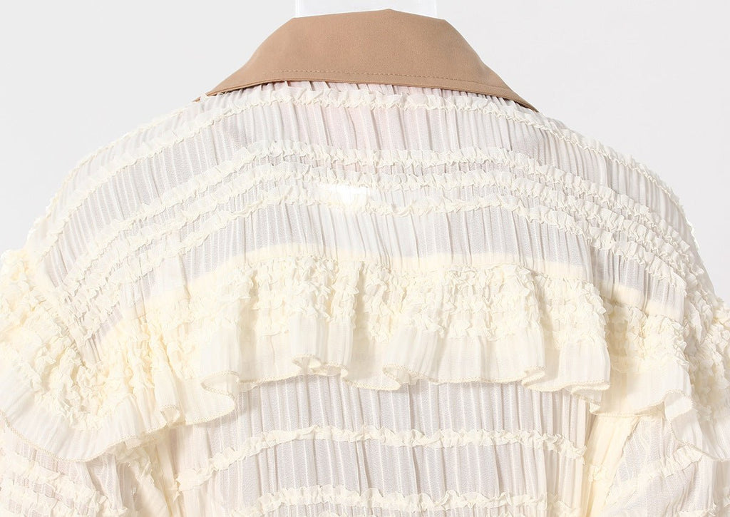 AM Vision RO Lace Detail Jacket - Elegant Spring Style with ruffled fabric and soft color design
