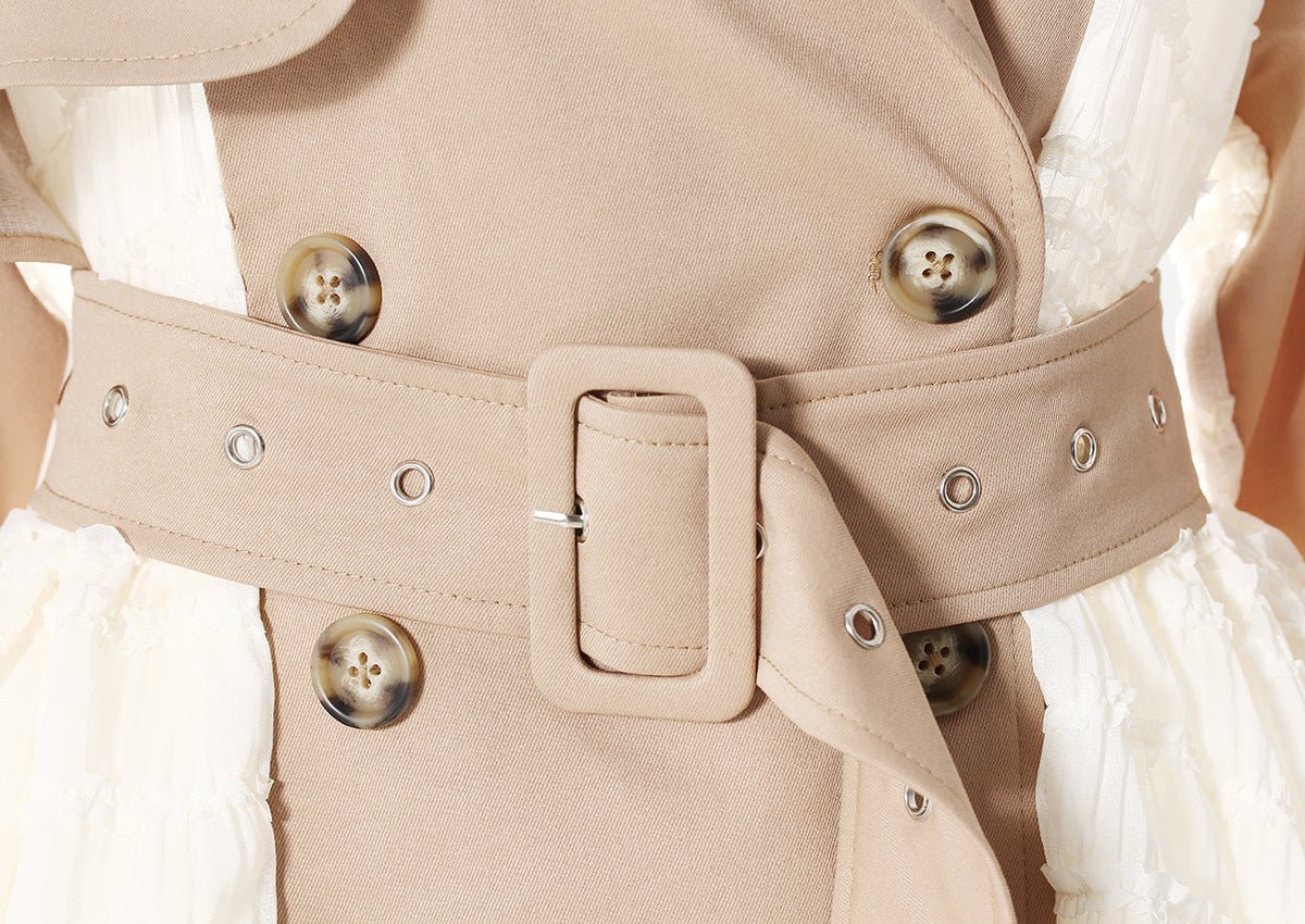 AM Vision RO Lace Detail Jacket - Elegant Spring Style with Stylish Belt and Button Closure
