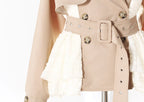 Lace Detail Jacket - Elegant Spring Style with Cream Lace Accents and Stylish Belt