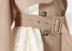 Lace Detail Jacket - Elegant Spring Style with stylish buttons and fitted belt in a soft beige color