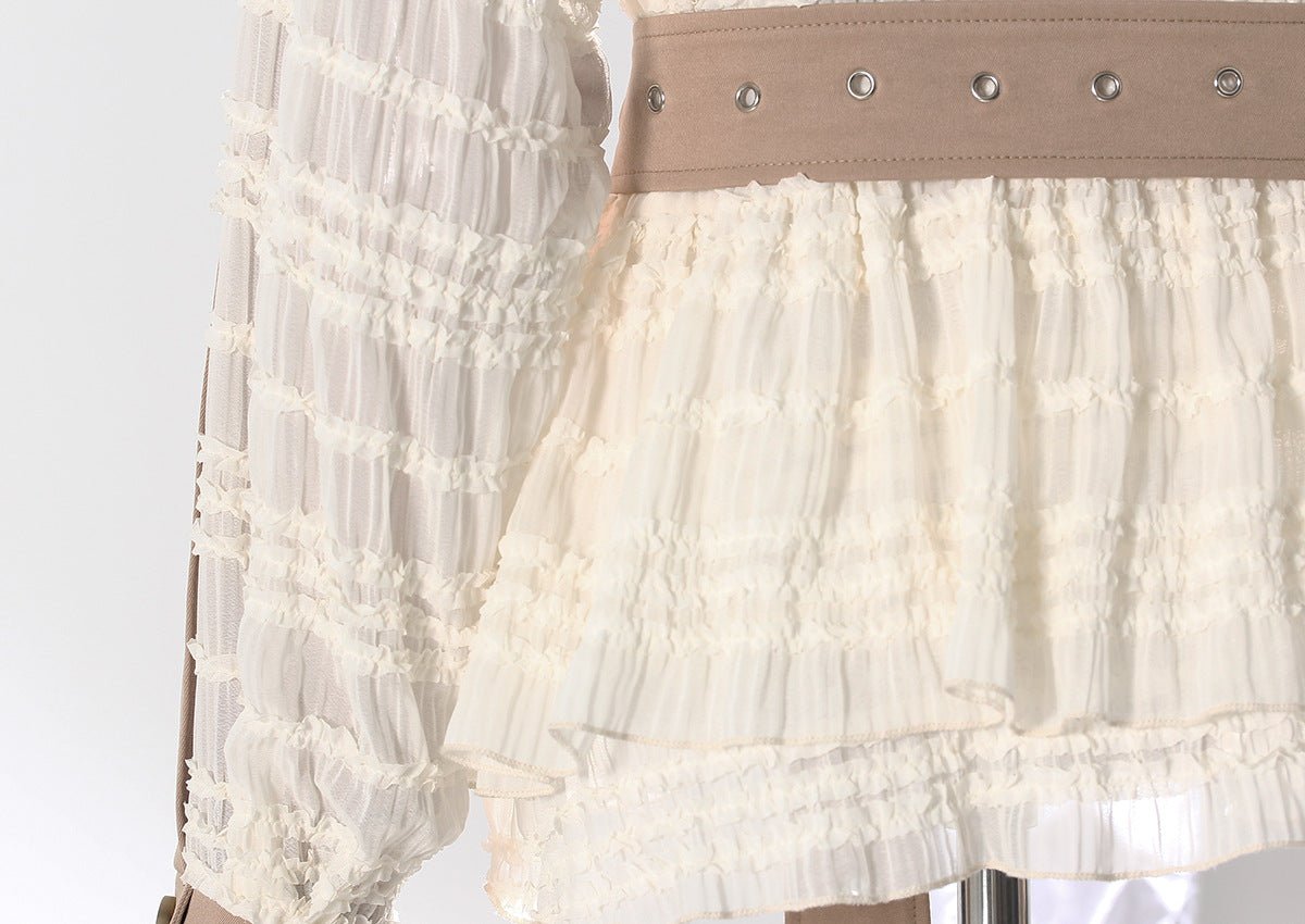 Lace Detail Jacket - Elegant Spring Style with soft ruffles and cinched waist for a chic look