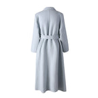 Long Baby Blue Wool Coat with a Belted Waist and Elegant Design for Stylish Winter Wear