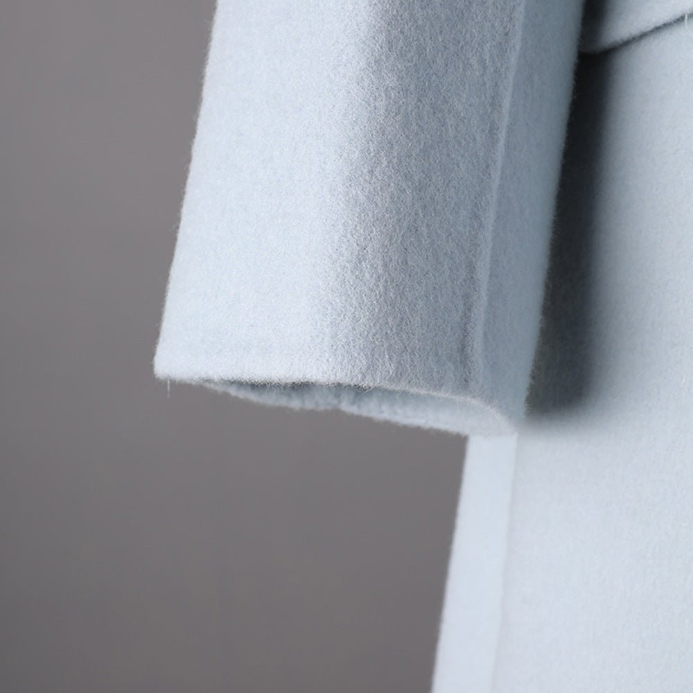 Long Baby Blue Wool Coat with Elegant Design and Soft Fabric for Chic Winter Style