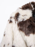 Long Faux Fur Effect Coat in White and Brown with Stylish Design for Winter Fashion